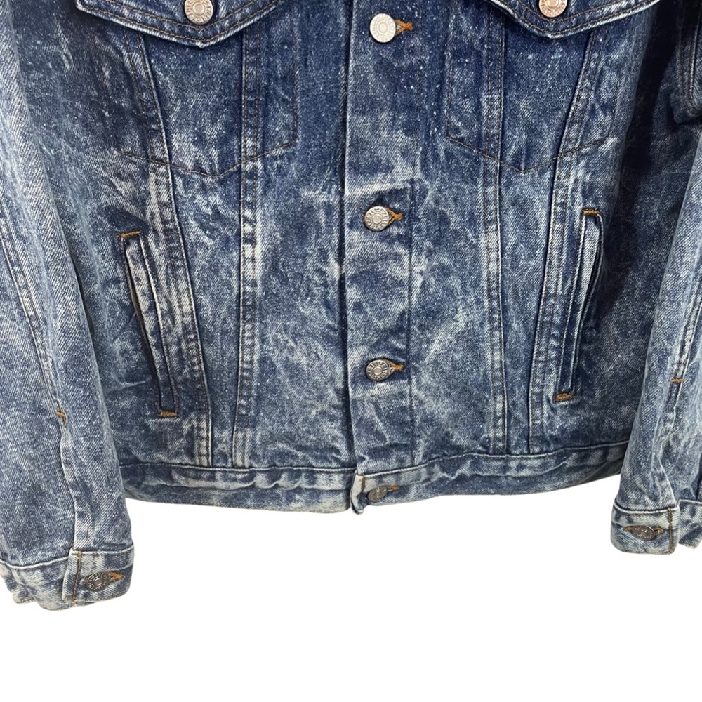 Vintage Men’s Acid Wash Denim Trucker Jacket M Union Pacific Resources 3D Letter - Picture 3 of 15